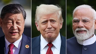 (From left to right) China President Xi Jinping, US President Donald Trump and Indian Prime Minister Narendra Modi