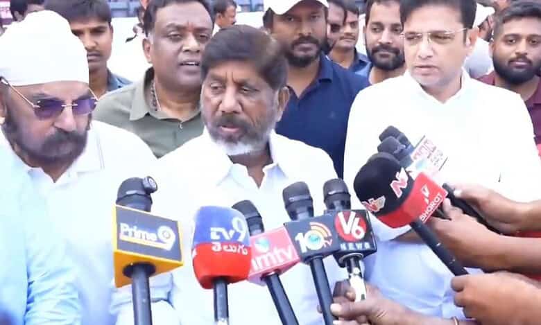 Telangana deputy CM Bhatti Vikramarka addresses the media