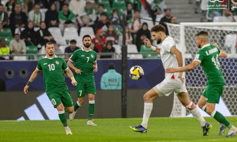 Palestinian and Syrian players compete in the Arab Cup match