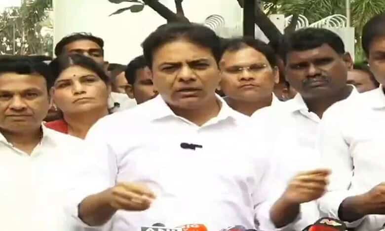 BRS working president KTR addresses the media in Hyderabad
