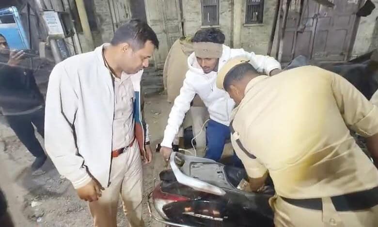 Hyderabad police officials check a vehicle during Operation Kavach