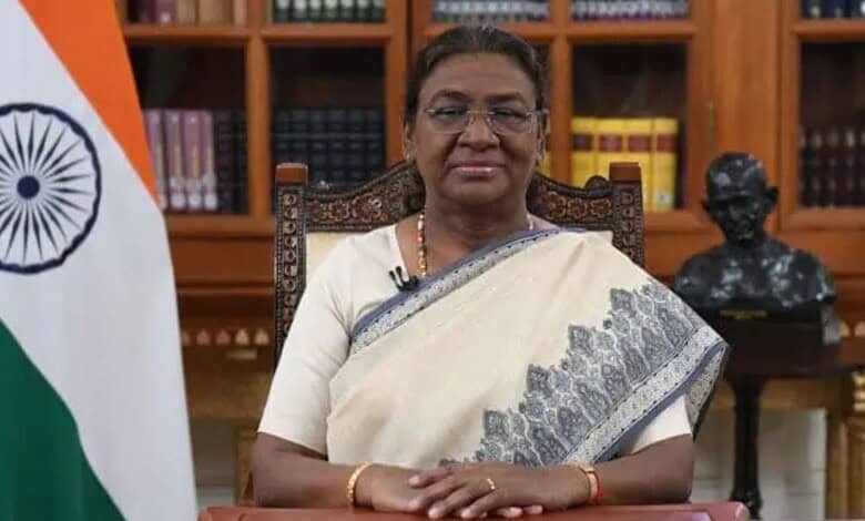 President Draoupadi Murmu delivers an address