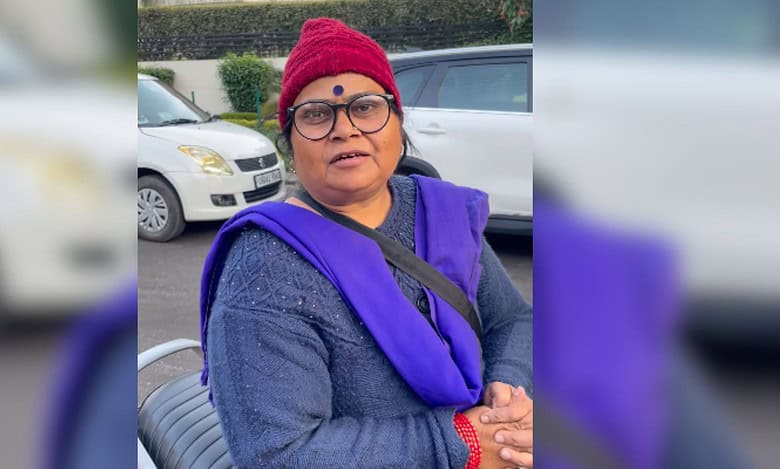 Veena Devi interacts with a social media influence