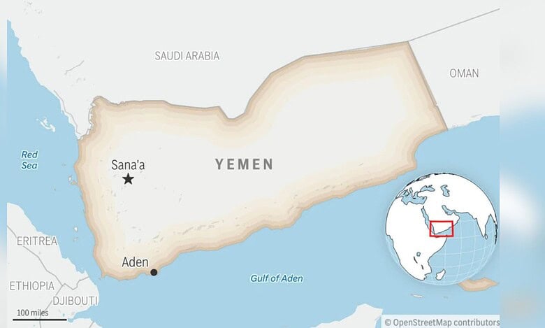Locator map for Yemen with its capital, Sanaa (AP Photo)