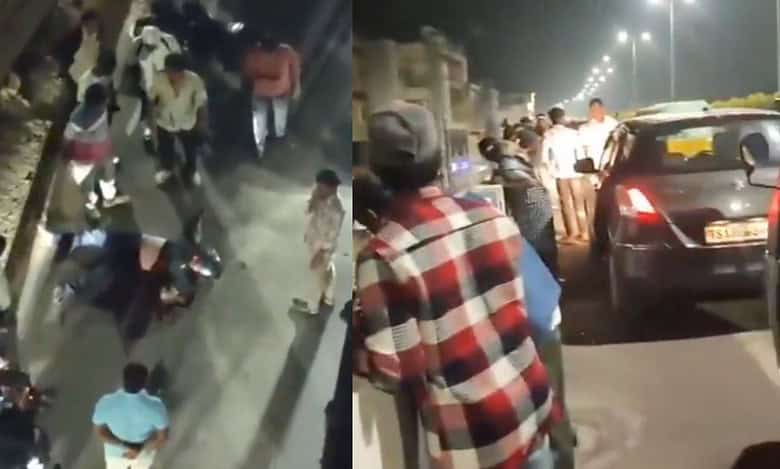 Video: Biker falls from Hyderabad flyover after accident, dies