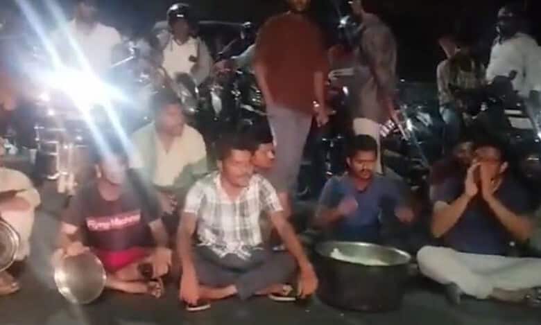 Students protested at Osmania University campus over stale food