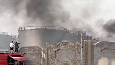 Smoke rises after a Saudi-led coalition airstrike in Yemen’s port city of Mukalla.
