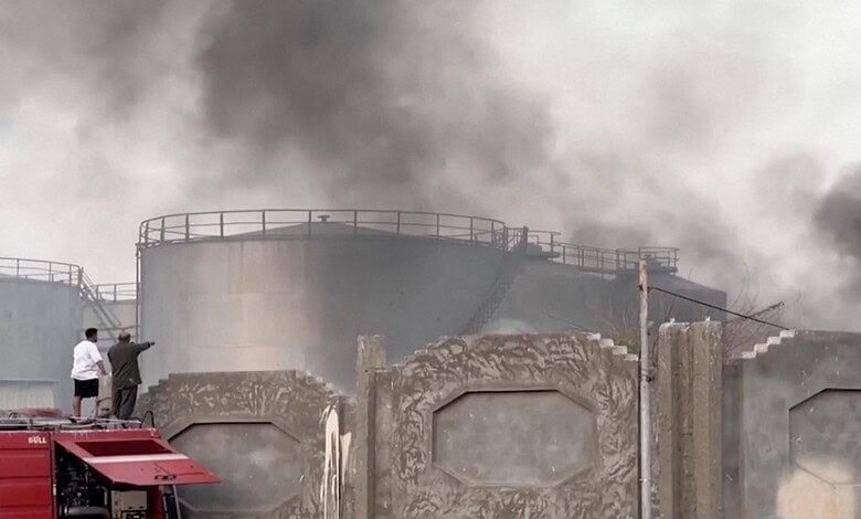 Smoke rises after a Saudi-led coalition airstrike in Yemen’s port city of Mukalla.