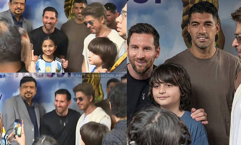 Messi with Shah Rukh Khan and AbRam