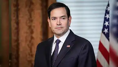 US Secretary of State Marco Rubio poses for an official portrait.