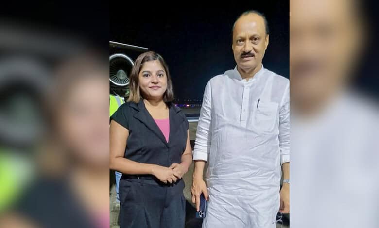 Ajit Pawar with flight attendant Pinky Mali