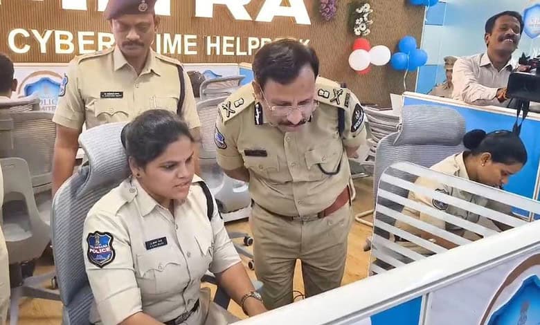 Hyderabad police commissioner VC Sajjanar at the C-Mitra help desk inauguration