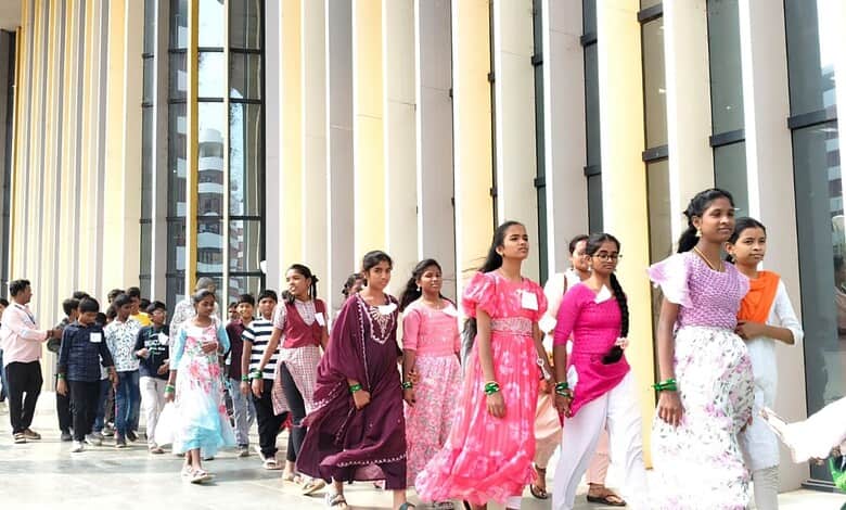 GHMC organizes an exposure visit for the children of sanitation workers at the IIT Hyderabad campus, Kandi.