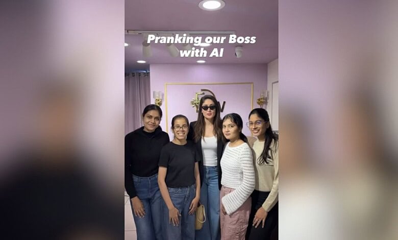 AI generated image of Kareena Kapoor in a boutique with employees