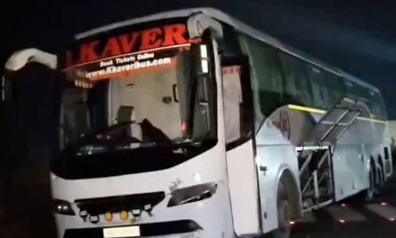 A Private travel bus meets with an accident in AP