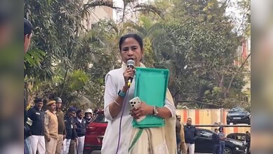 Image of WB CM Mamata Banerjee after the I-PAC raids by ED