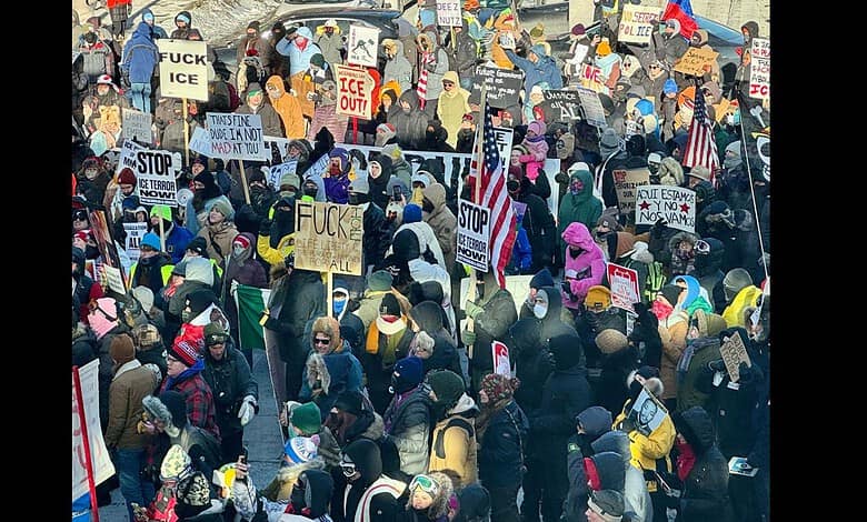 People in Minnesota protest against ICE