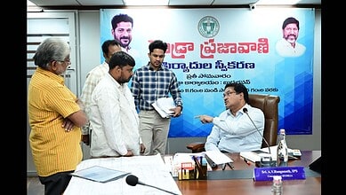 HYDRAA Commissioner AV Ranganath interacts with complainants during Praja vaani
