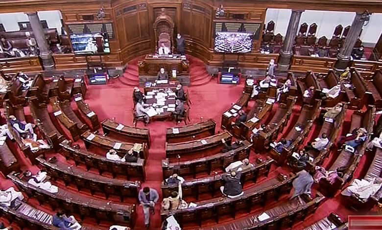 View of the Rajya Sabha during Budget Session of Parliament