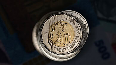 Indian Rupees coin stack