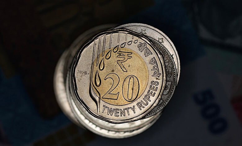 Indian Rupees coin stack