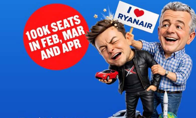 RyanAir chief Michael O'Leary and Elon Musk