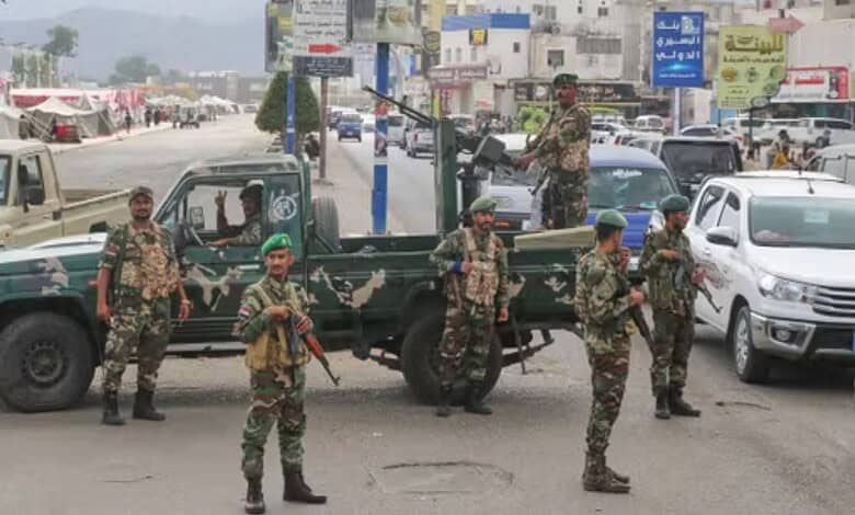 Southern Yemen soldiers of Southern Transitional Council (STC) at a check point, in Aden, Yemen.