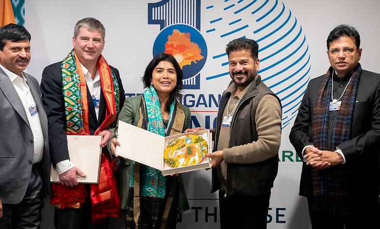 Telangana delegation meets WEF MD Jeremy Hurgens and Manju George