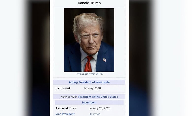 Trump describes himself as Acting President of Venezuela in fake Wikipedia post