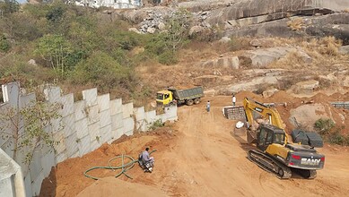 The ongoing construction of the ramp at the Dargah Hazrath Baba Sharfuddin at Pahadi Shareef in Hyderabad