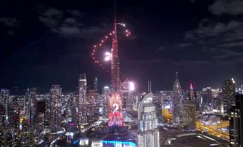 Fireworks at Burj Khalifa during New Year's Eve