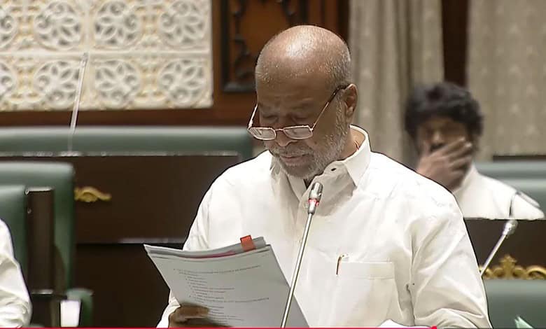 Telangana Health Minister C Damodar Raja Narasimha addresses the Telangana Assembly