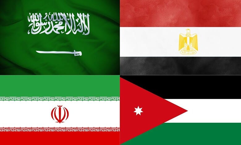 A collage of flags of Arab countries