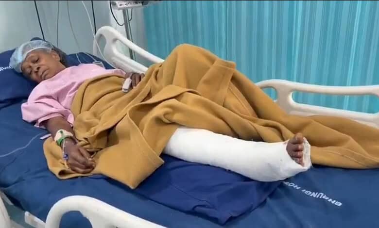 Elderly woman injured due to Chinese Manja being treated at a hospital
