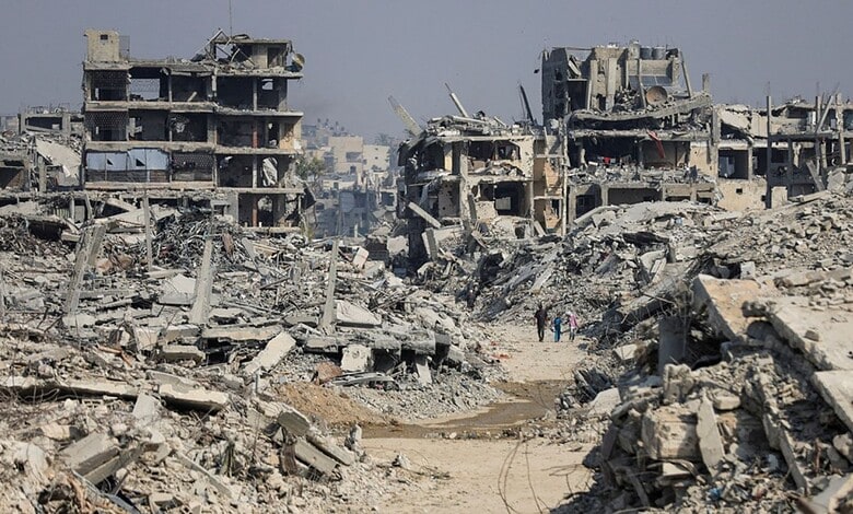Building destroyed in Gaza due to Israeli strikes