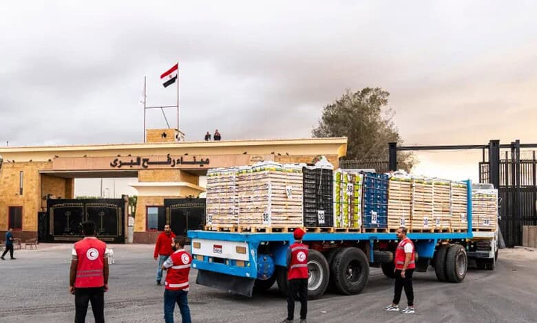 Aid workers at Rafah Crossing