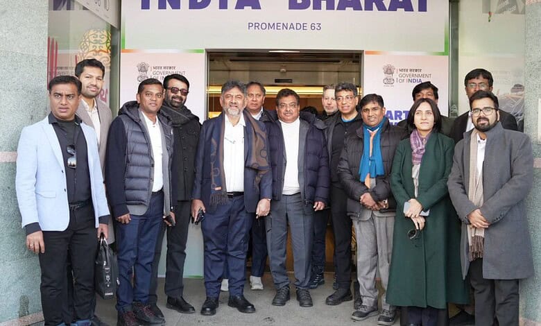 The Karnataka delegation led by Deputy Chief Minister DK Shivakumar (center) in WEF Davos