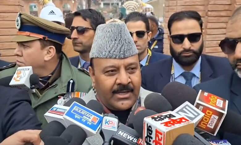 Jammu and Kashmir Deputy CM Surinder Kumar Choudhary addresses the media