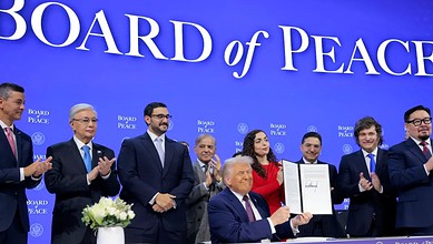 US President Donald Trump and members of Board of Peace for Gaza at Davos