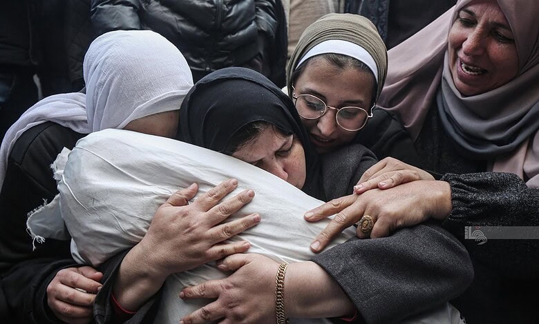 A woman weeps after the death of her Child due to Israeli Air Strike in Gaza
