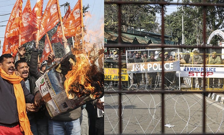 Protests at Vaishno Devi Institute of Medical Excellence.