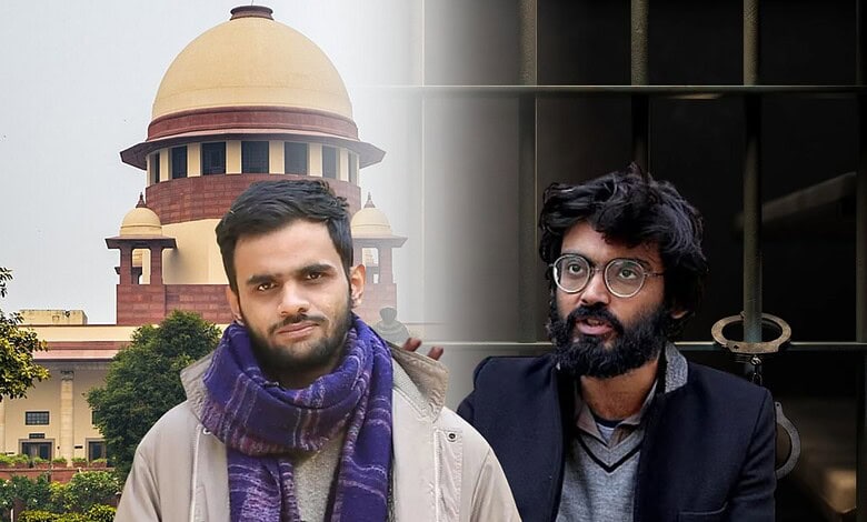A photo of Umar Khalid and Sharjeel Imam.
