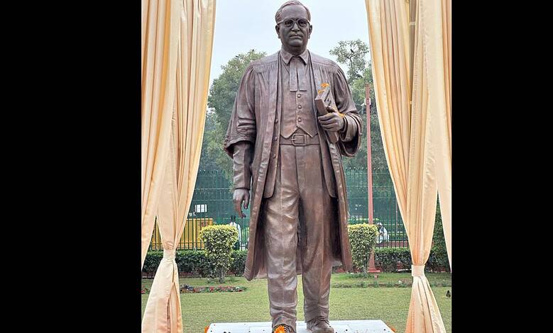 A statue of Dr B R Ambedkar