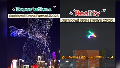 Image shows a screengrab from an Instagram reel on the drone show held at Gachibowli stadium in Hyderabad
