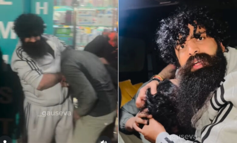 Daksh Chaudhary and his mob assaulting a Muslim man over allegations of luring a Hindu women to convert her to Islam