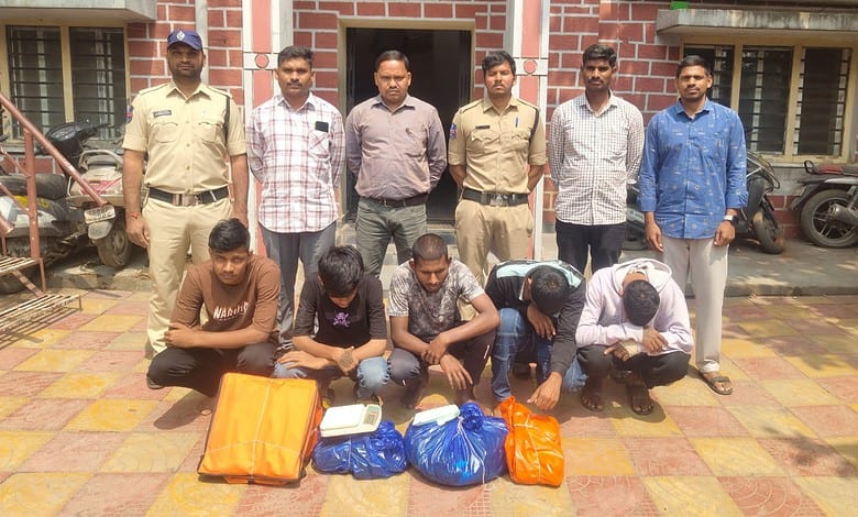 Hyderabad Excise Department officials display seized ganja weighing 9.5 kg after citywide raids.
