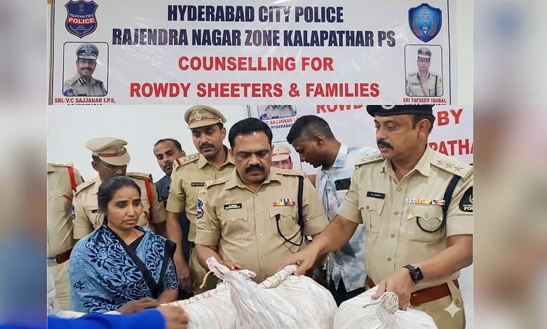 Hyderabad City Police team providing counselling to rowdy sheeters and families at Rajendra Nagar zone.