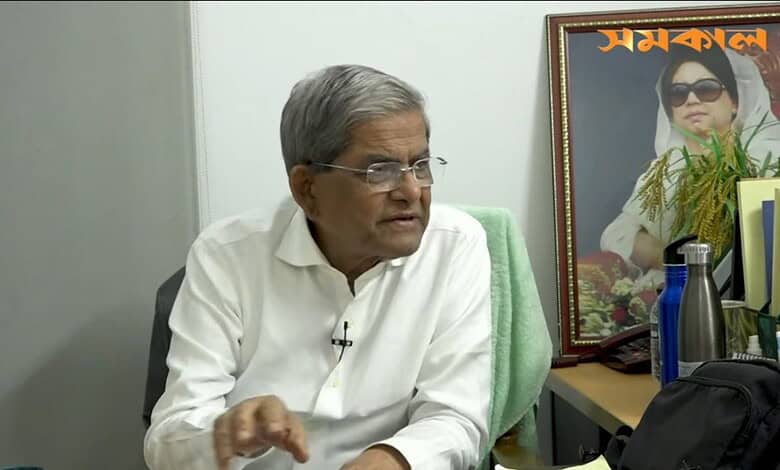 Senior BNP leader speaking during an interview about minority rights in Bangladesh.