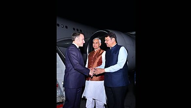 French President Emmanuel Macron meets Maharashtra CM Devedra Fdnavis