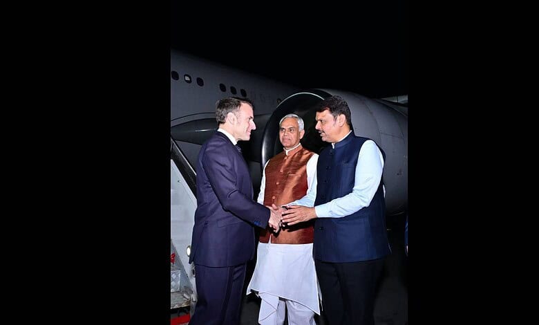 French President Emmanuel Macron meets Maharashtra CM Devedra Fdnavis